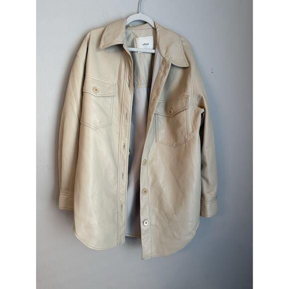 Aritzia Wilfred Faux Leather Long Sleeve Shirt Jacket Ganna Shacket Size Small - Picture 3 of 11